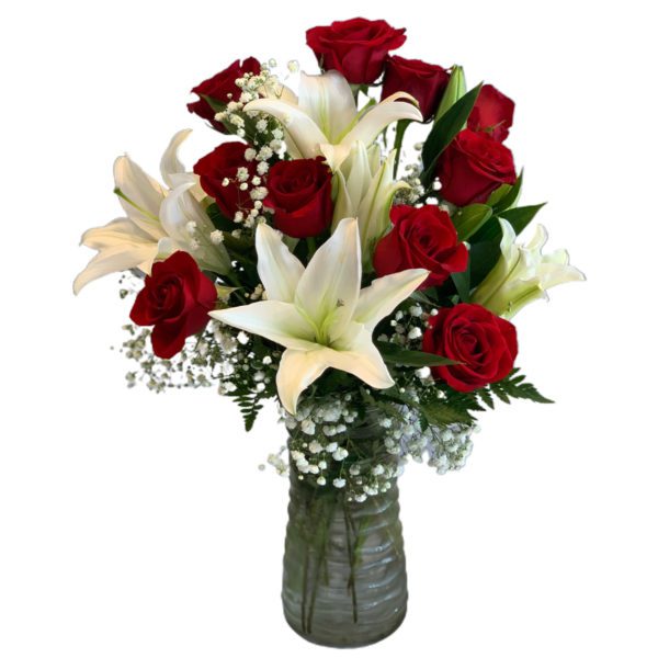 Red Rose & Lily Vase